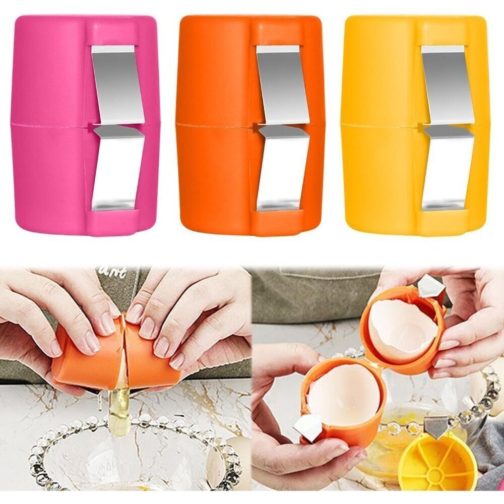 3Pcs Egg Shell Opener, 2025 New Egg Cracker Tool for Raw Eggs, Hard Boiled Egg P